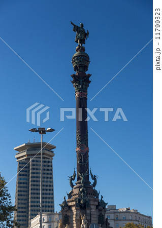 Columbus column on the Barcelona habour, at the end of the famou 11799323