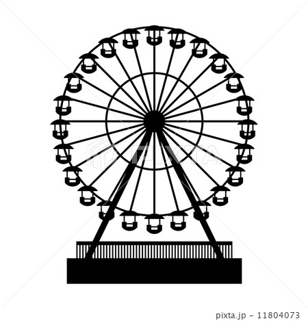 Silhouette Park Atraktsion Ferris Wheel Vectorのイラスト素材
