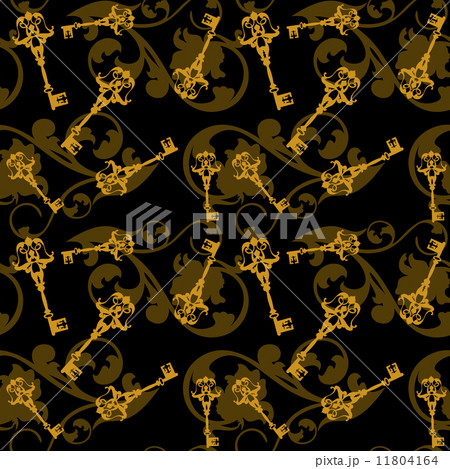 antique key seamless vector background - vintage style floral pattern 11804164