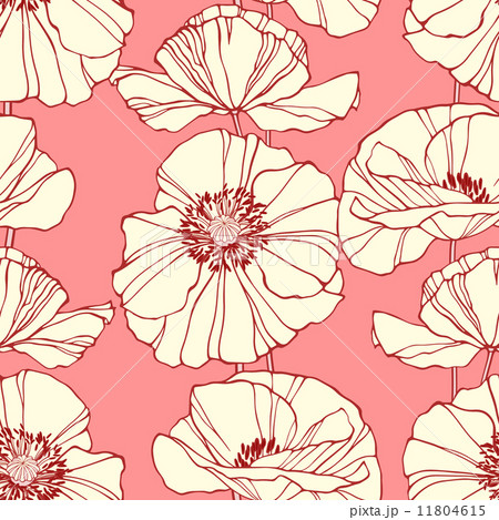 Seamless pattern with hand drawn decorative poppies. Floral back Seamless pattern with hand drawn decorative poppies. Floral back 11804615