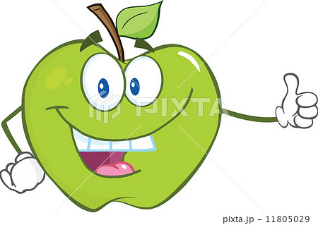 Green Apple Cartoon Mascot Character Holding A Thumb Up 11805029