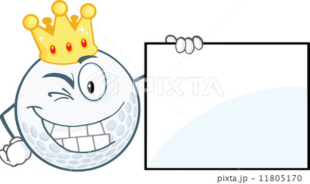 Winking Golf Ball With Gold Crown Showing A Sign Winking Golf Ball With Gold Crown Showing A Sign 11805170