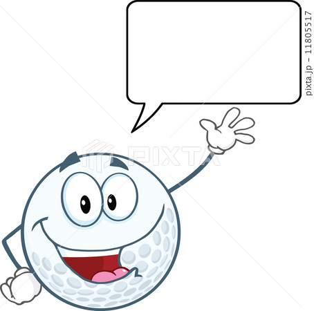 Golf Ball Cartoon Character Waving For Greeting With Speech Bubble Golf Ball Cartoon Character Waving For Greeting With Speech Bubble 11805517