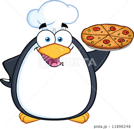 Chef Penguin Holding A Pizza Pie 11806248