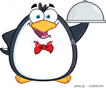 Waiter Penguin Serving Food On A Platter Waiter Penguin Serving Food On A Platter 11806249