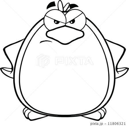 Black And White Angry Penguin Cartoon Character 11806321