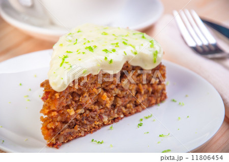 Homemade carrot cake dessert on white plate Homemade carrot cake dessert on white plate 11806454