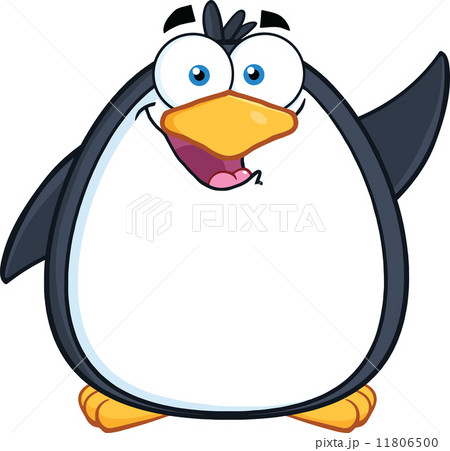 Penguin Cartoon Mascot Character Waving 11806500