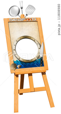 Seafood Menu - Wooden Signboard on Easel Seafood Menu - Wooden Signboard on Easel 11808980