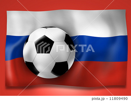 Russian Flag and Football Soccer Ball with effect shadow 11809490