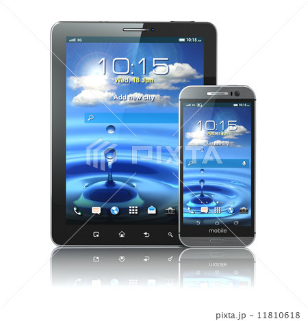 Mobile devices. Smartphone and tablet pc on white isolated backg 11810618