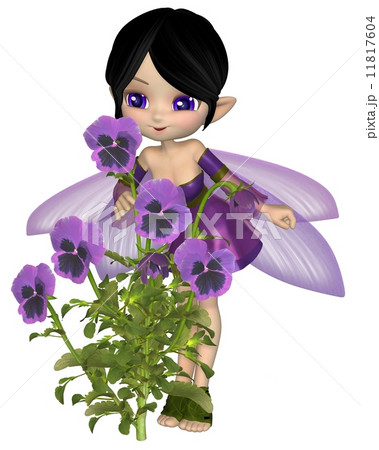 Cute Toon Purple Pansy Fairy, Standing 11817604