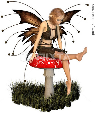 Pretty Fairy Sitting on a Toadstool Pretty Fairy Sitting on a Toadstool 11817605