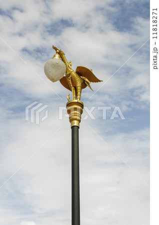 Golden swan lamp on street 11818271