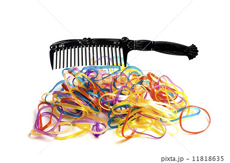 colorful rubber bands and comb 11818635