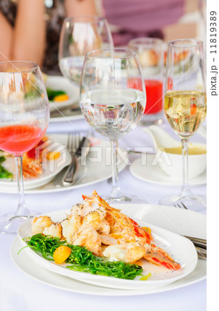 Prepared lobster on plate Prepared lobster on plate 11819389
