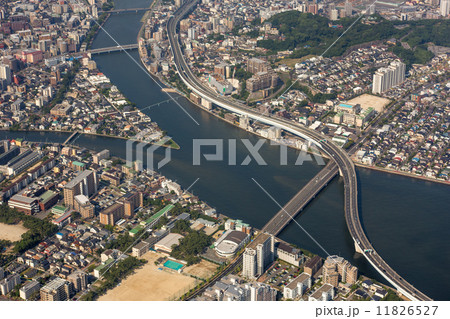 福岡の室見川河口付近を空撮 11826527