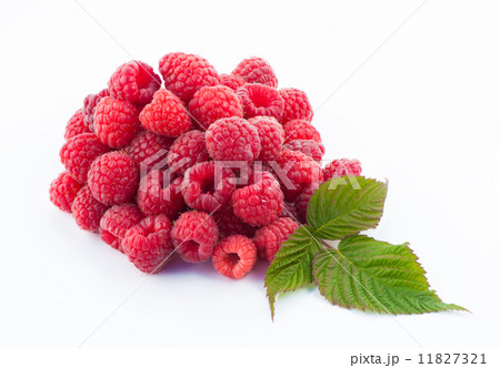 Red ripe raspberry on white background 11827321