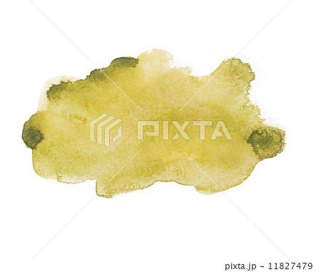 Yellow green colorful abstract hand draw watercolour aquarelle art paint splatter stain on white bac 11827479