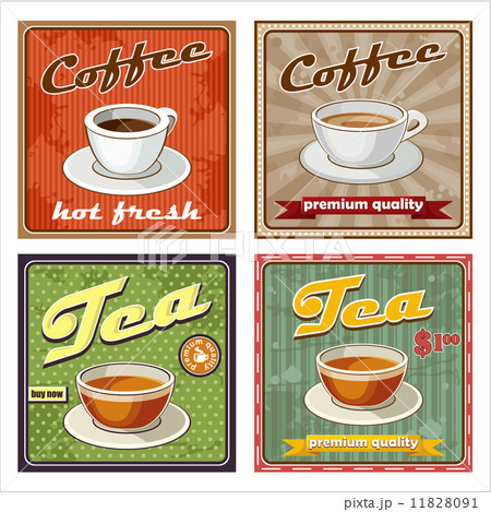 Vintage coffee and tea poster. vector illustration 11828091