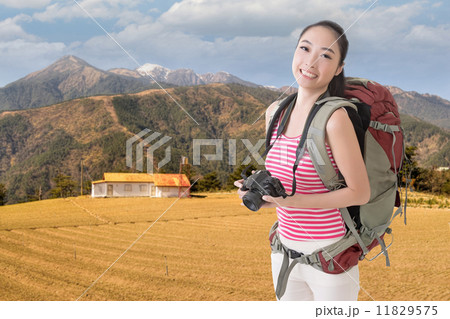 backpacker with camera 11829575