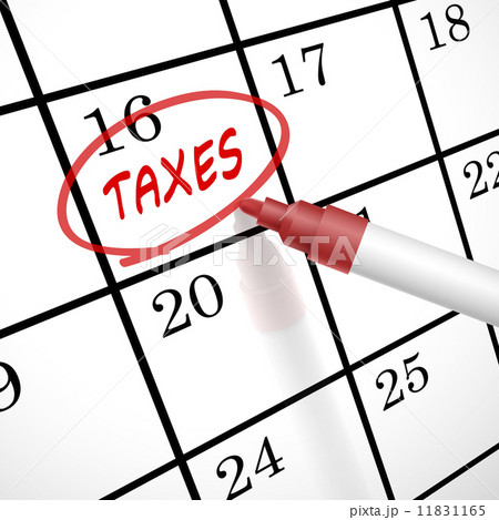 taxes word circle marked on a calendar 11831165