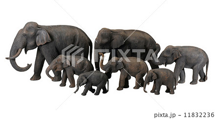 cute wooden elephants and their calf cute wooden elephants and their calf 11832236