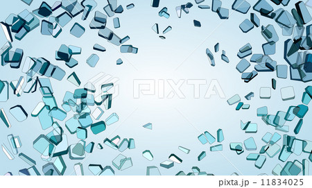 Shattered or smashed pieces of blue glass 11834025