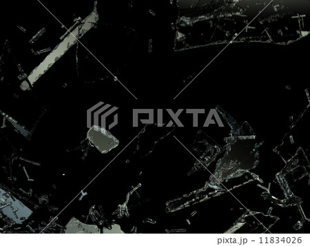 Shattered glass sharp pieces on black 11834026