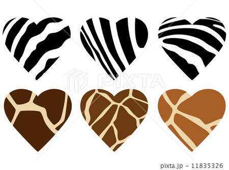 african wild animals hide print hearts - zebra and giraffe vector design elements 11835326