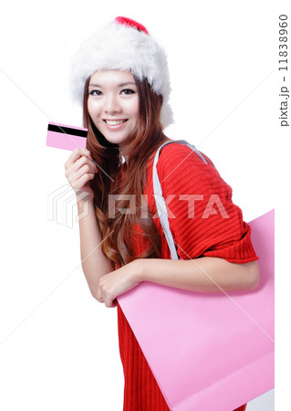 Christmas woman happy take credit card 11838960