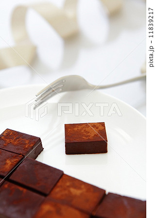 delicious handmade sweet chocolate with metal fork 11839217