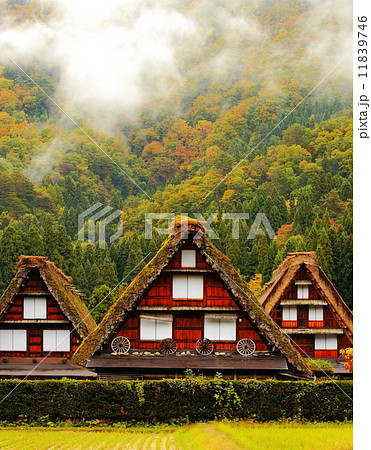 beautiful country in japan with mist and mountain beautiful country in japan with mist and mountain 11839746
