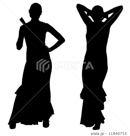 Two black silhouettes of female flamenco dancer Two black silhouettes of female flamenco dancer 11840753