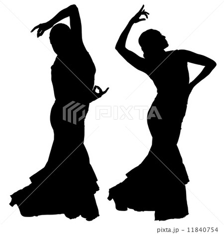 Two black silhouettes of female flamenco dancer Two black silhouettes of female flamenco dancer 11840754