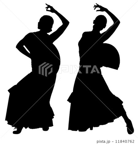 Two black silhouettes of female flamenco dancer 11840762