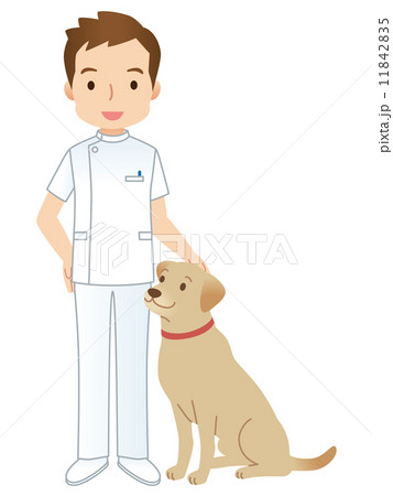 犬と獣医のイラスト素材