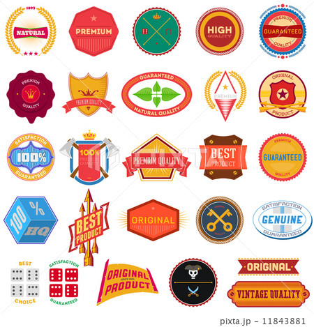 Big set of flat colored vintage labels 11843881