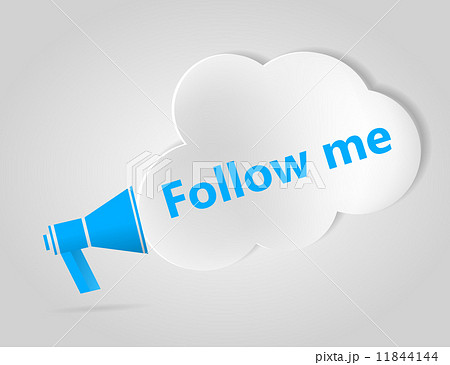 Blue megaphone and cloud with words Follow Me 11844144