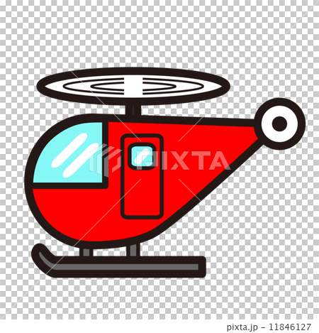 ポップでかわいいヘリコプター 赤色 のイラスト素材