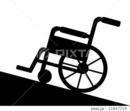 坂を上る車椅子のイラスト素材
