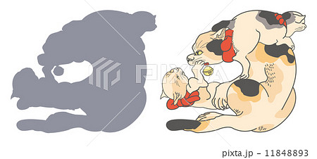 歌川国芳 絵鏡台合かゞ身(猫/はんにやあめん)のイラスト 歌川国芳 絵鏡台合かゞ身(猫/はんにやあめん)のイラスト 11848893