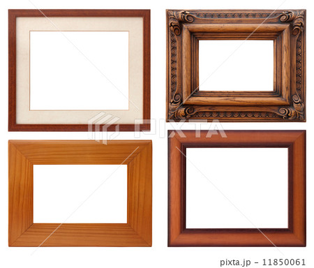 set of wooden natural frame, isolated with clipping path 11850061
