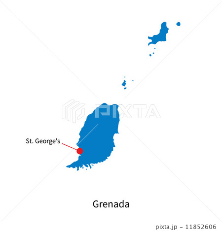 Detailed vector map of Grenada and capital city St. George's 11852606