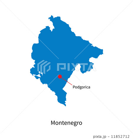 Detailed vector map of Montenegro and capital city Podgorica 11852712