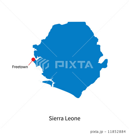 Detailed vector map of Sierra Leone and capital city Freetown 11852884