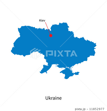 Detailed vector map of Ukraine and capital cityのイラスト素材