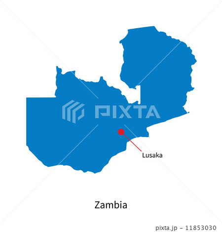 Detailed vector map of Zambia and capital city Lusaka 11853030