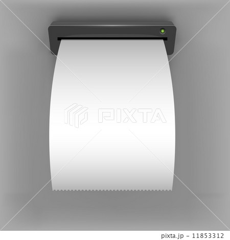 White curled paper check going out  from ATM slit 11853312