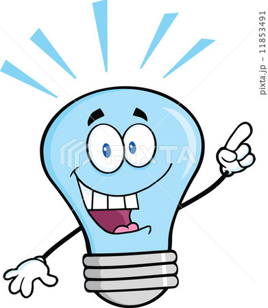 Blue Light Bulb Character With A Bright Idea 11853491